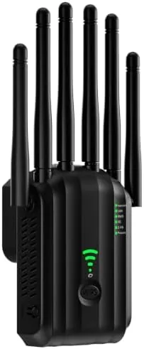 The AC1900 WiFi extender plugged into a wall outlet
