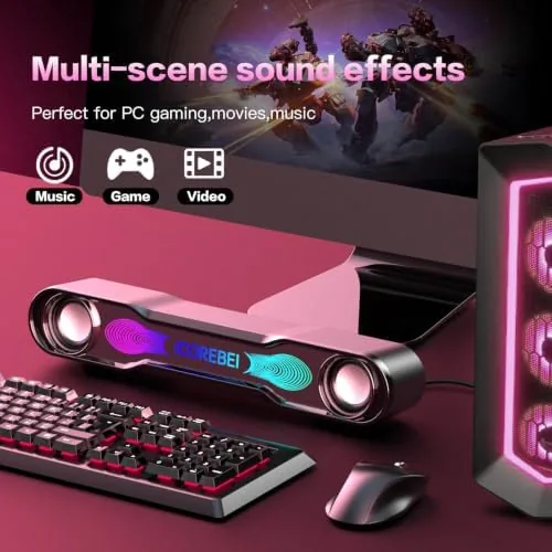Detail shot of the Computer Speakers for Desktop PC, Bluetooth Soundbar with Deep Bass features