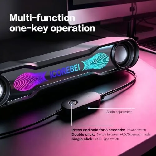 Another view of the Computer Speakers for Desktop PC, Bluetooth Soundbar with Deep Bass