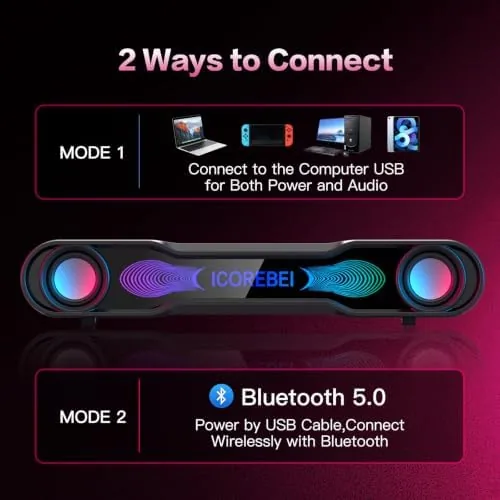 The Computer Speakers for Desktop PC, Bluetooth Soundbar with Deep Bass compared in context