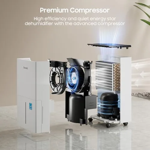 Another view of the 4500 Sq.ft Energy Star Dehumidifier for Home Basement, 52 Pints