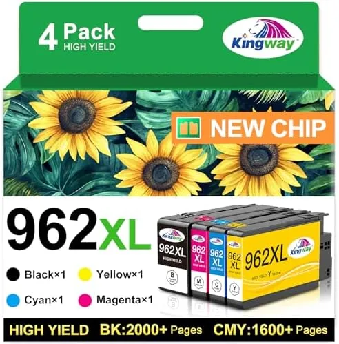 KINGWAY 962xl Ink Cartridges Replacement for HP 962 962XL Printer 4 Pack | Latest Review: Tested and Rated
