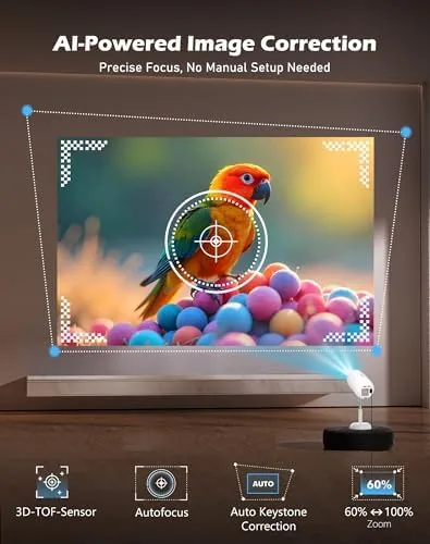 The 【3D TOF Auto Focus & Built-in Android apps】VGKE Mini Projector compared in context