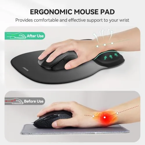 Close look at the TECKNET Gel Ergonomic Mouse Pad with Wrist Rest, Non-Slip PU build quality
