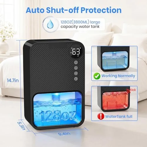 The Dehumidifier,128oz Visible Water Tank 1000 sq.ft Dehumidifier for Home ,  in real use