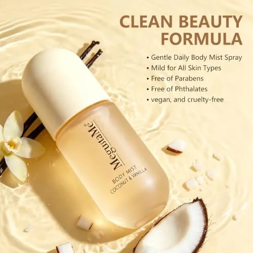 Close look at the Coconut Vanilla Body Mist for Women, Light Fragrance Spray, Paraben‑Free build quality