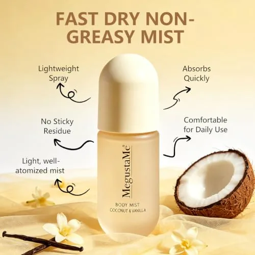 Another view of the Coconut Vanilla Body Mist for Women, Light Fragrance Spray, Paraben‑Free