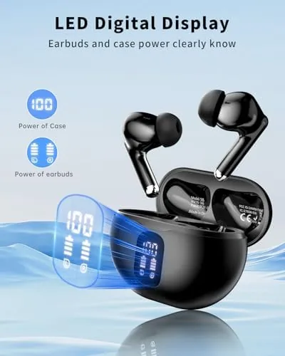 Close look at the Wireless Earbuds, Bluetooth 5.4 Ear Buds Bass Stereo, Headphones with build quality