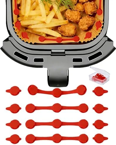 12PCS Air Fryer Liner Magnets with Silicone Clips (Red) | Heat-Resistant Silicone Air Fryer Review: Tested and Rated