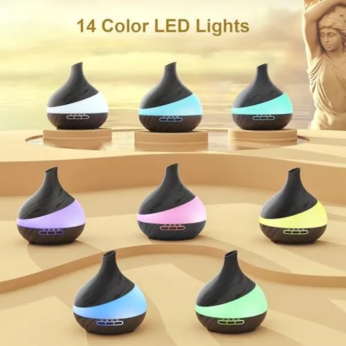 Another view of the HJTHJT 500ML Essential Oil Diffuser for Home: 14 Color LED