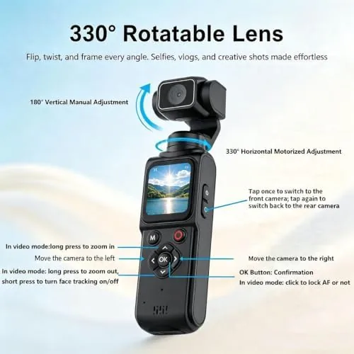 Another view of the REEDTOCK 4K Pocket Vlogging Camera with AI Face Tracking WiFi