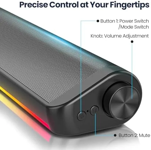 The Tylubio Computer Speakers for Desktop, HiFi Stereo PC Soundbar with in real use