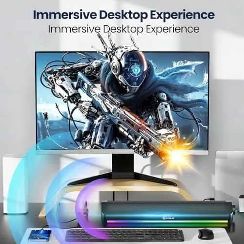 Another view of the Tylubio Computer Speakers for Desktop, HiFi Stereo PC Soundbar with