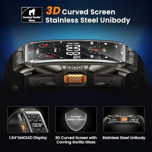 Detail shot of the AMAZTIM Smart Watch with GPS, Rugged Outdoor Fitness Watch, 3D features