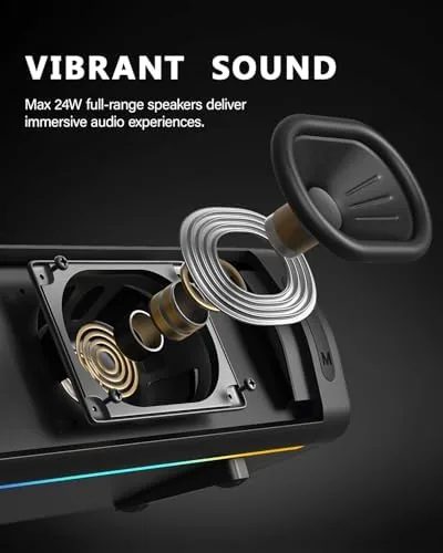 Close look at the Computer Speakers for Desktop PC, RGB Gaming Soundbar with 3 build quality