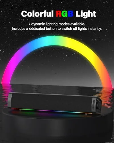 The Computer Speakers for Desktop PC, RGB Gaming Soundbar with 3 in real use