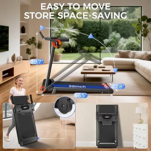 treadmill tucked beside a wall in a small space