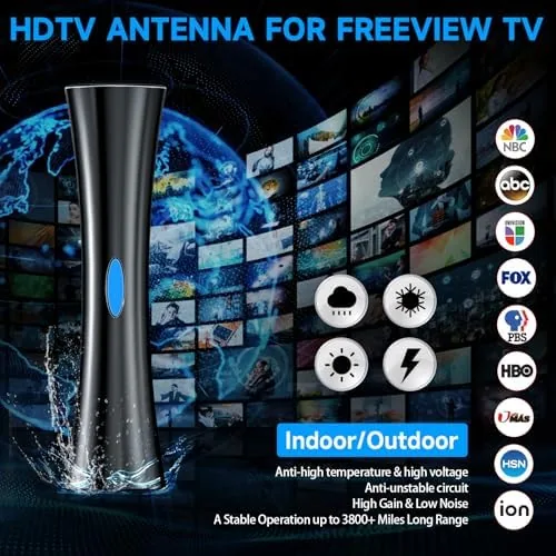 Detail shot of the 2026 New TV Antenna for Smart TV Indoor,5000+Miles Digital TV features