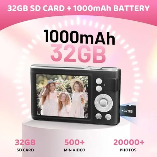 The kids camera next to a smartphone and a premium kids camera