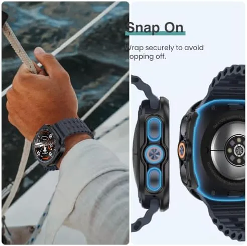 The protected watch worn on a wrist with the slim profile visible