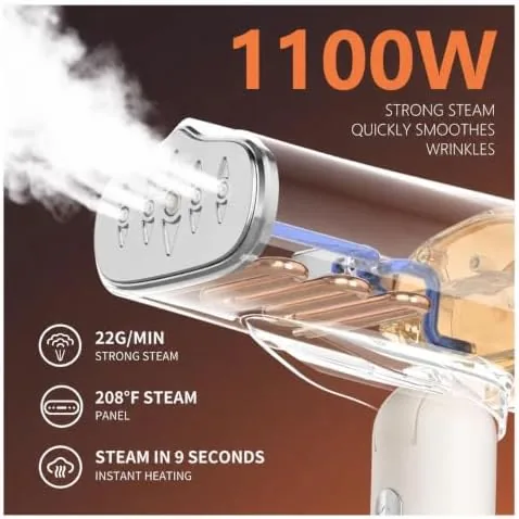 Close look at the 2026 upgraded 1200w Travel Garment Steamer for Clothes only used build quality