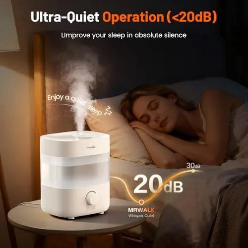 Close look at the Humidifiers for Bedroom, 2L Top Fill Cool Mist Humidifier, 20dB build quality