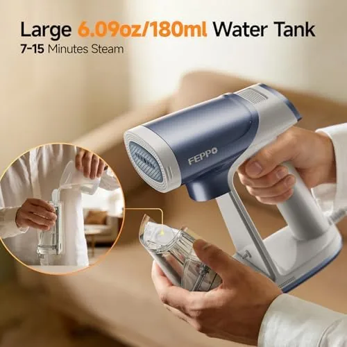 The FEPPO Iron Vacuum Steamer for Clothes,Handheld Garment Steamer with Suction in real use