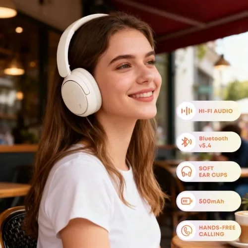 Close look at the Bluetooth Headphones with Active Noise Cancelling (ANC), Wireless Over Ear build quality