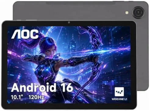 Overview of the AOC 10 Inch Tablet Android 16, 120Hz IPS High Brightness