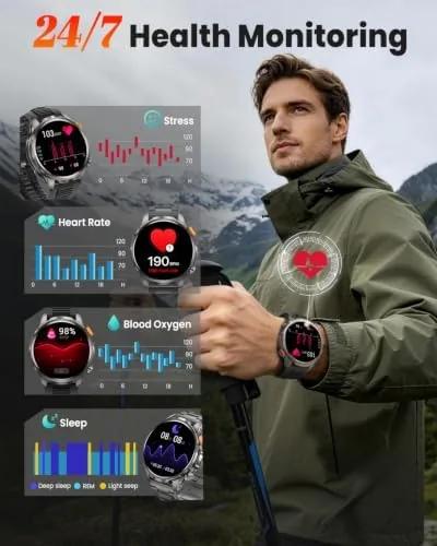 Close look at the DEKELIFE Smart Watches for Men,1.91''Military Smart Watch with 100+ Sport build quality