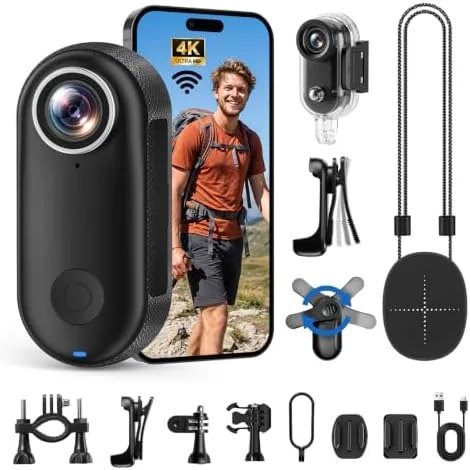 Overview of the Mini Body Camera 4K, Thumb Action Camera with 123° wide-angle
