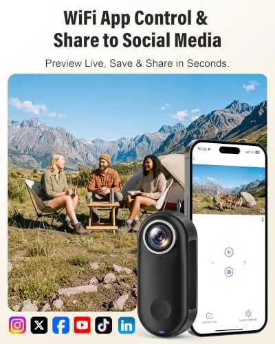Detail shot of the Mini Body Camera 4K, Thumb Action Camera with 123° wide-angle features