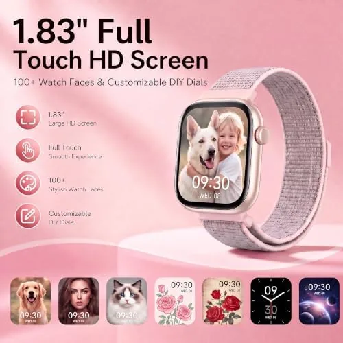 Close up of the watch body, button, and the two included quick release bands
