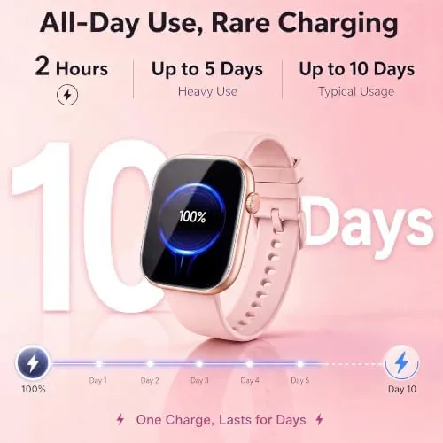 The watch on the included sport band beside a smartphone showing the companion app