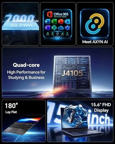 Close look at the 15.6'' AI Laptop with Office 365 12GB RAM 256GB SSD build quality