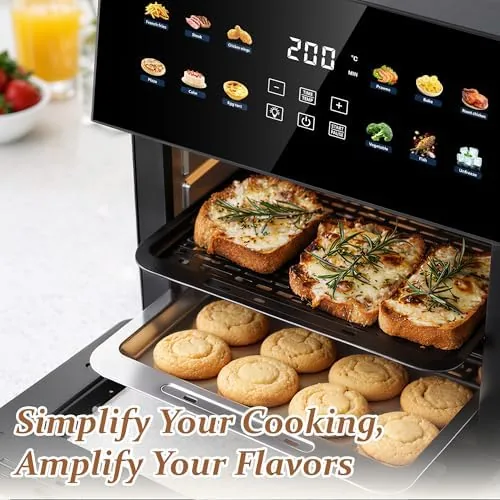 The Ludatido oven next to a single basket and a dual basket air fryer