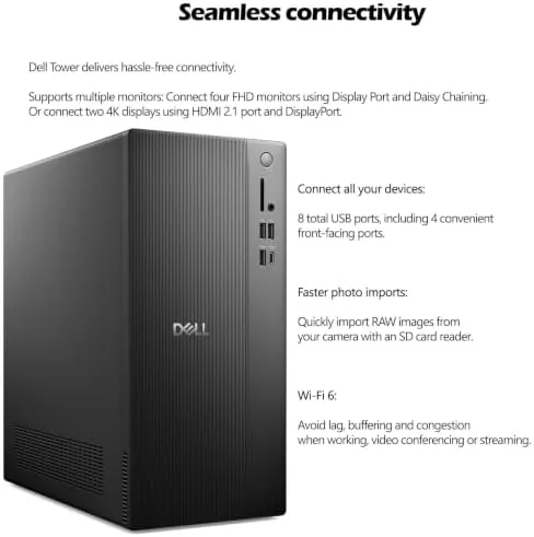 Close up of the front panel ports and the carbon black tower chassis