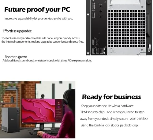 The tower rear panel showing HDMI, DisplayPort, USB ports, and WiFi antenna