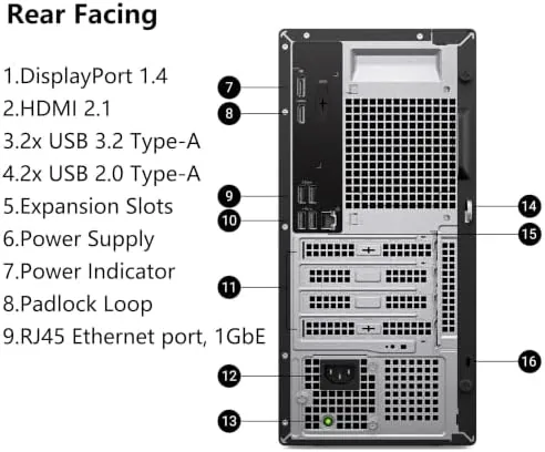 The Dell tower next to a mini PC and a gaming tower for comparison