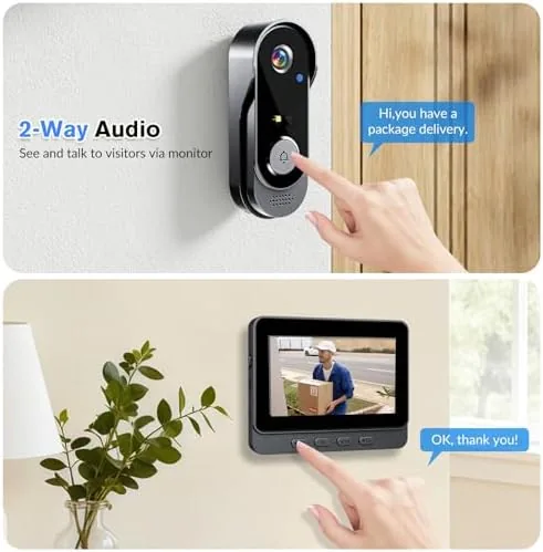 Another view of the KEPEAK Doorbell Camera Wireless, Video Door Bell Battery with Monitor