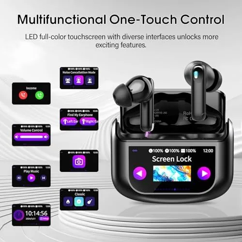 Another view of the Wireless Earbuds, AI Translation Earbuds Real Time Touch Screen |