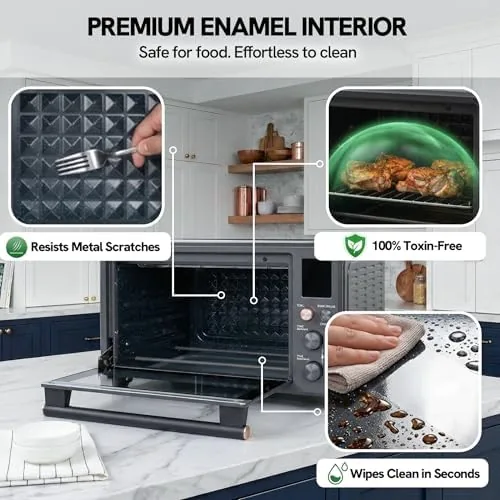 Close look at the VAL CUCINA 26.3 QT Non-Toxic Enamel Interior Air Fryer Toaster build quality