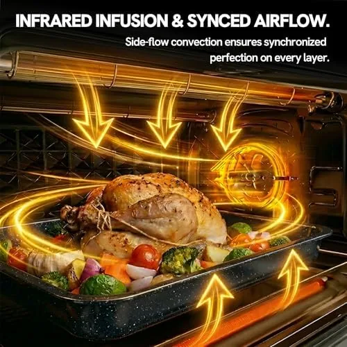 The VAL CUCINA 26.3 QT Non-Toxic Enamel Interior Air Fryer Toaster in real use