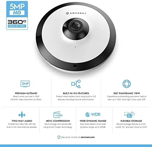 Close look at the Amcrest Fisheye IP POE Camera, 360° Panoramic 5-Megapixel POE IP build quality
