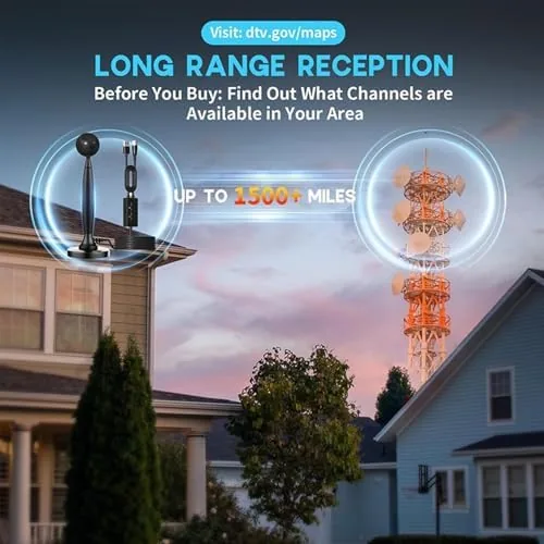 Another view of the Antenna for Smart TV, 2800+ Miles Range Supports 1080P 4K