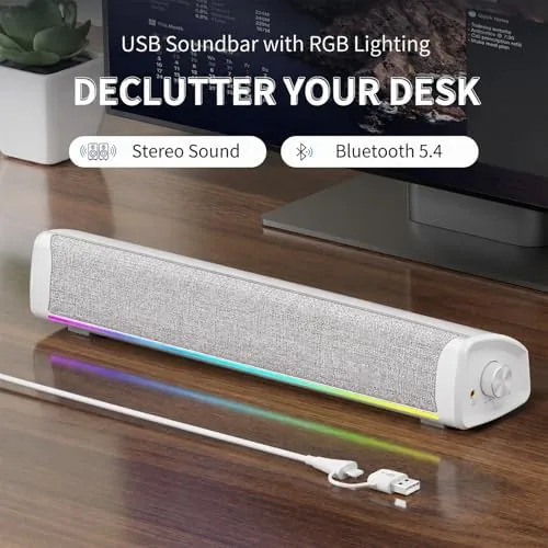 Close look at the Computer Speakers for Desktop PC, 4-DriverGaming Soundbar with 12 RGB build quality