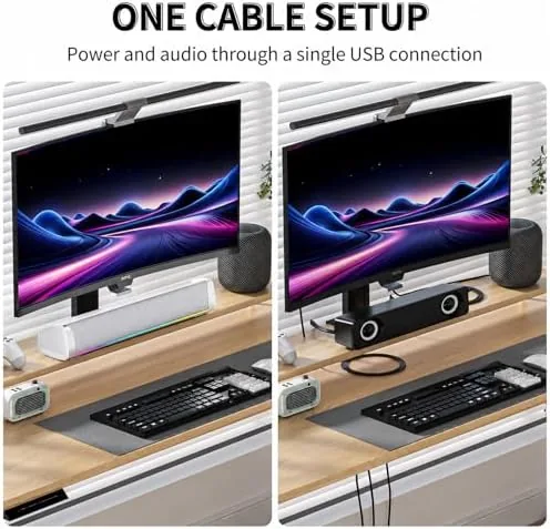 Another view of the Computer Speakers for Desktop PC, 4-DriverGaming Soundbar with 12 RGB