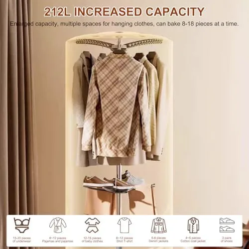 The portable dryer next to a folding air drying rack