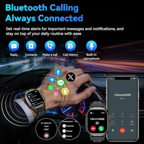 Close look at the Smart Watch for Men Fitness Tracker: Military Make Answer Call build quality