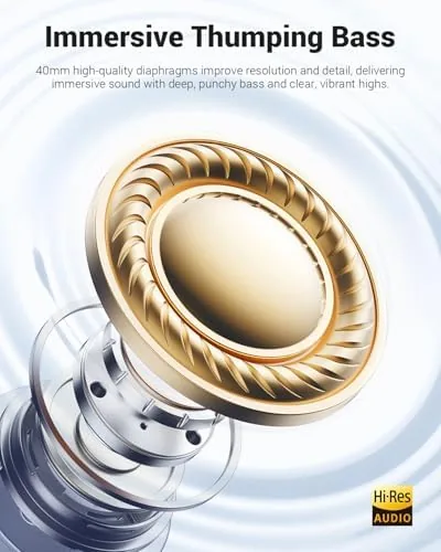Another view of the Wentronic Y01 Wireless Noise Canceling Headphones Bluetooth 5.3 Over Ear